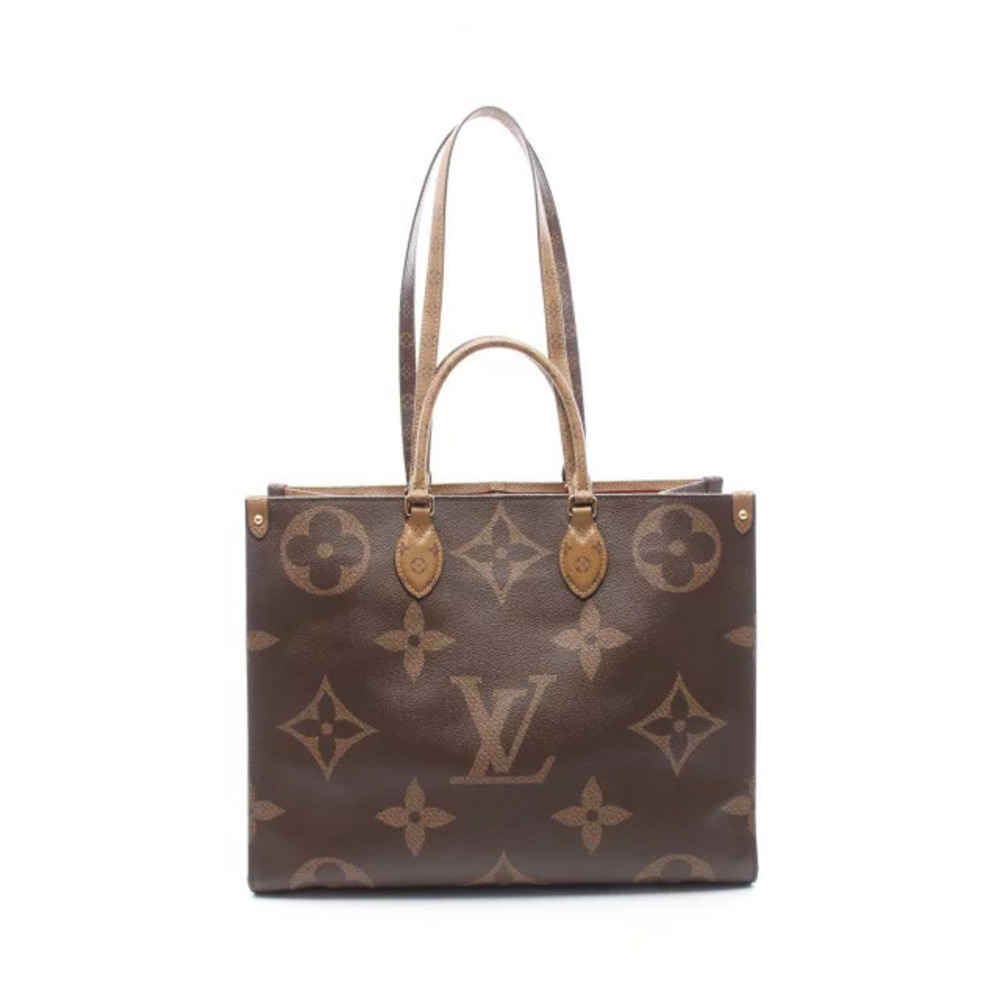 Louis Vuitton On The Go Tote Bag Canvas Monogram Giant Reverse Brown Beige Cream